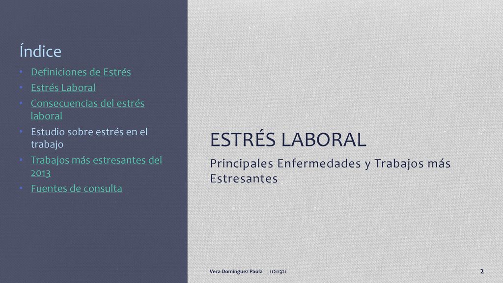 Índice Estrés Laboral. Definiciones de Estrés. Estrés Laboral. Consecuencias del estrés laboral.