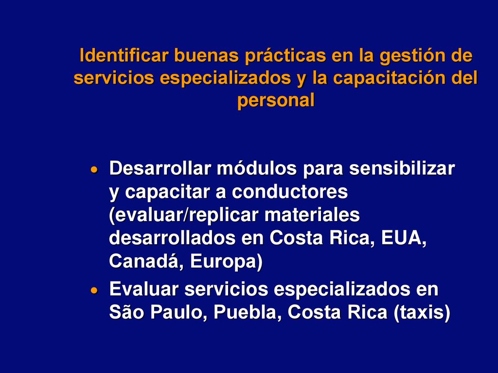 Identificar buenas prácticas en la gestión de servicios especializados y la capacitación del personal