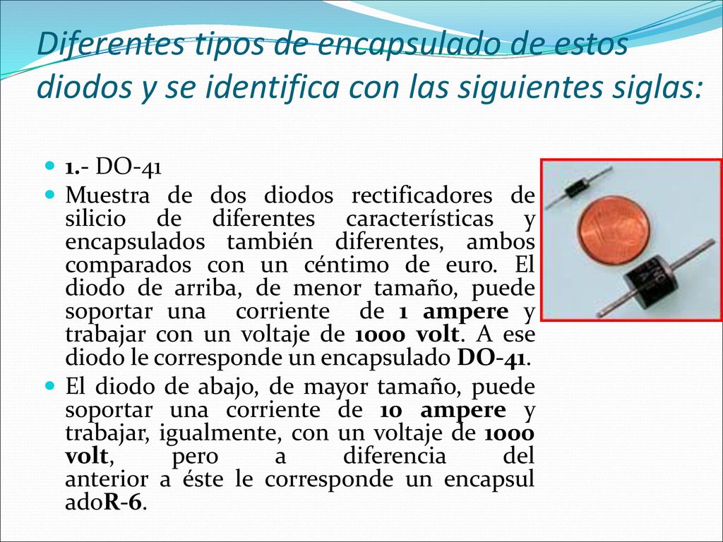 Diferentes tipos de encapsulado de estos diodos y se identifica con las siguientes siglas: