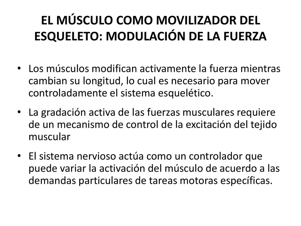 EL MÚSCULO COMO MOVILIZADOR DEL ESQUELETO: MODULACIÓN DE LA FUERZA