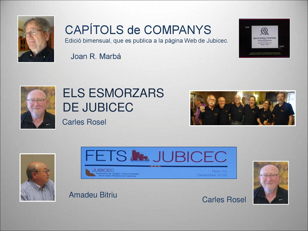 CAPÍTOLS de COMPANYS ELS ESMORZARS DE JUBICEC Joan R. Marbá.