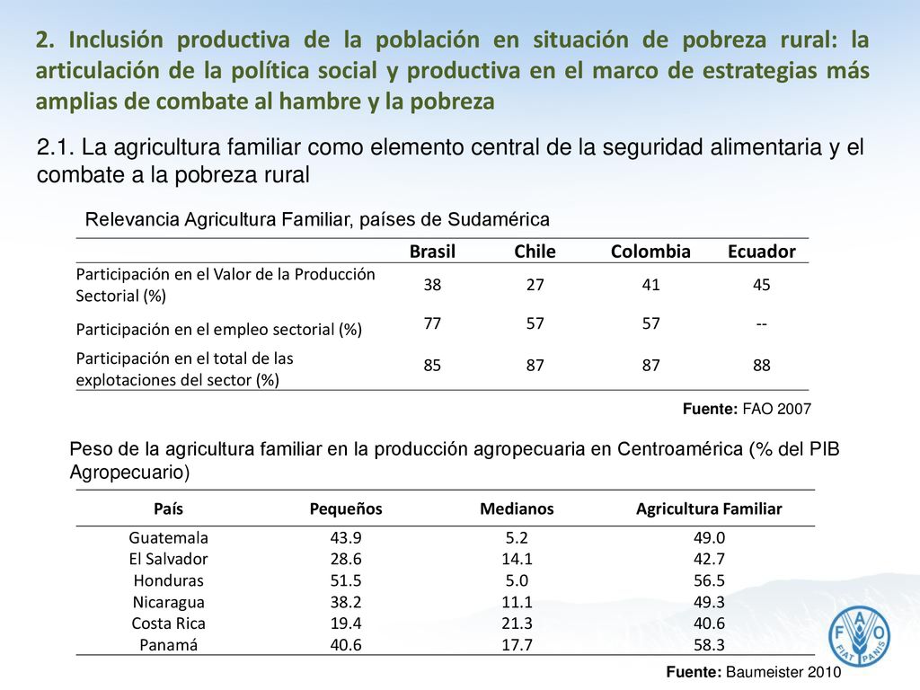2. Inclusión productiva de la población en situación de pobreza rural: la articulación de la política social y productiva en el marco de estrategias más amplias de combate al hambre y la pobreza