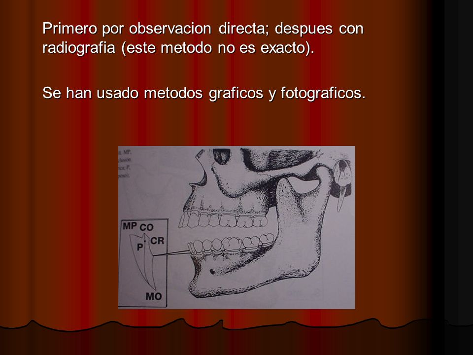Primero por observacion directa; despues con radiografia (este metodo no es exacto).