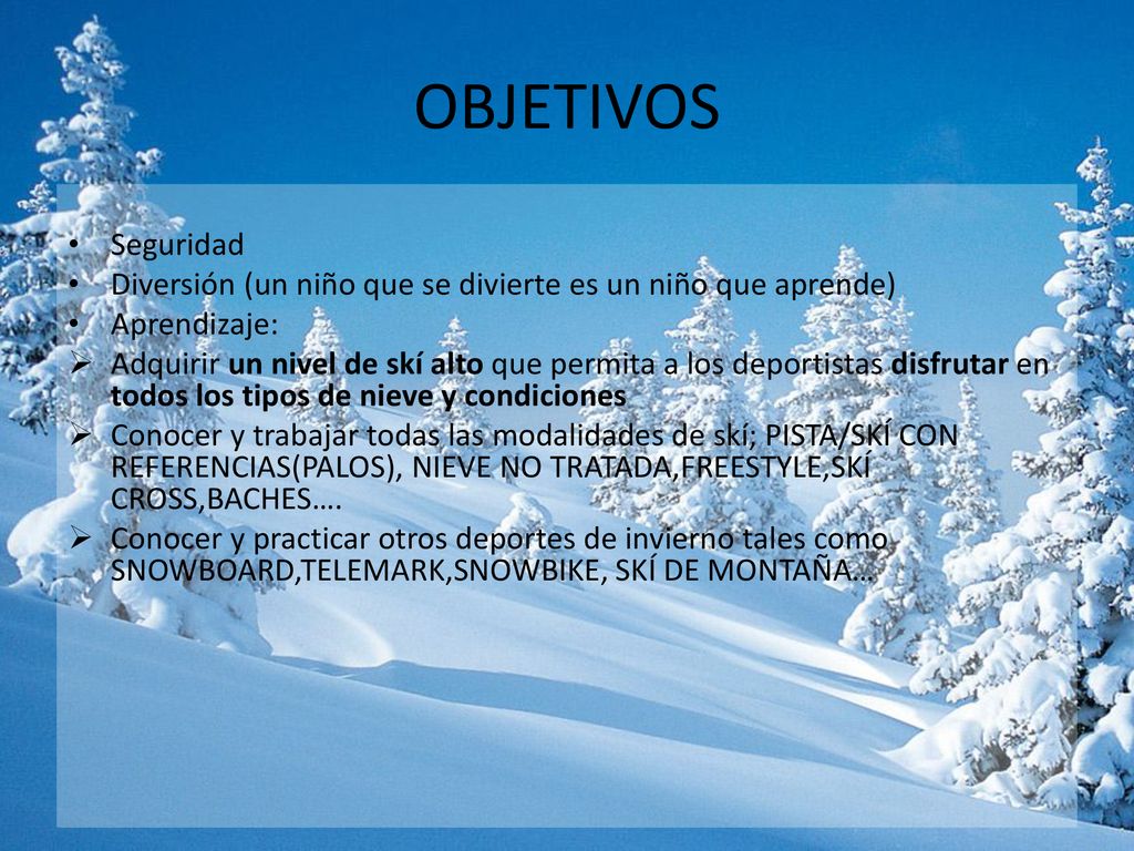 OBJETIVOS Seguridad. Diversión (un niño que se divierte es un niño que aprende) Aprendizaje: