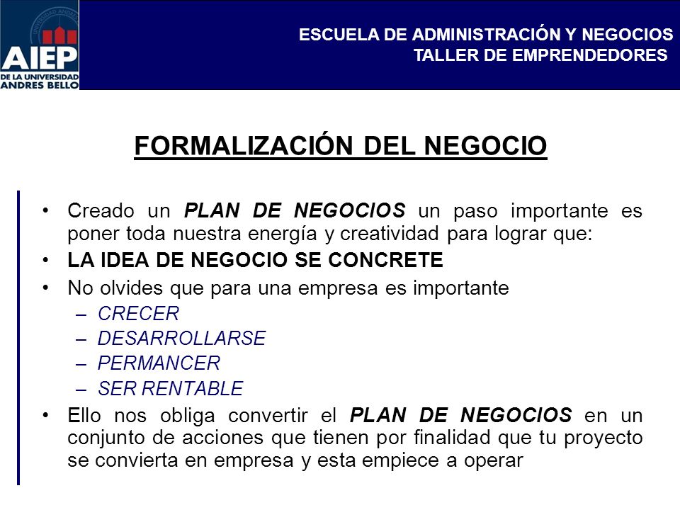 FORMALIZACIÓN DEL NEGOCIO