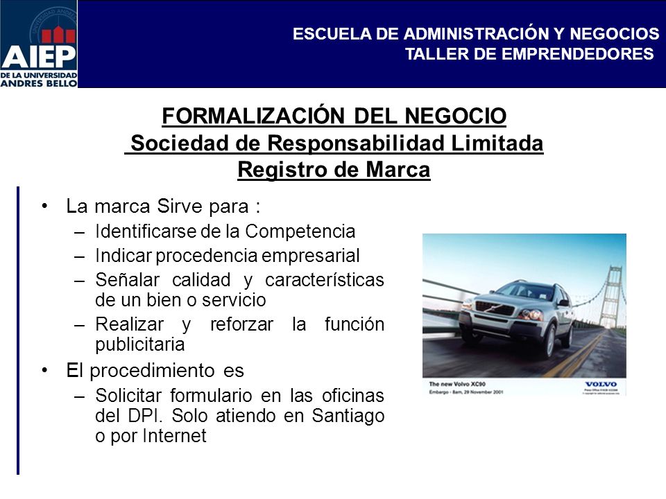 FORMALIZACIÓN DEL NEGOCIO Sociedad de Responsabilidad Limitada Registro de Marca