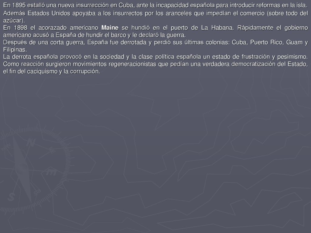 En 1895 estalló una nueva insurrección en Cuba, ante la incapacidad española para introducir reformas en la isla.
