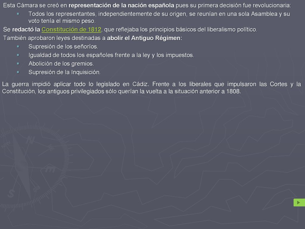 Esta Cámara se creó en representación de la nación española pues su primera decisión fue revolucionaria: