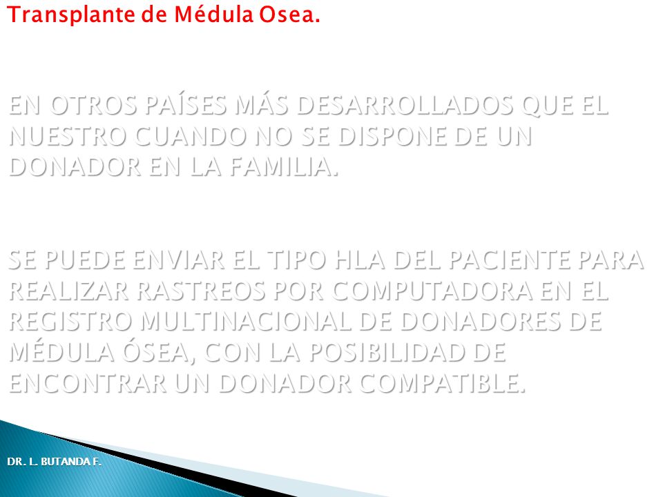 Transplante de Médula Osea.