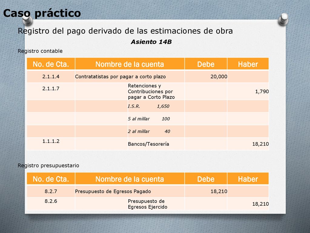 Caso práctico Registro del pago derivado de las estimaciones de obra