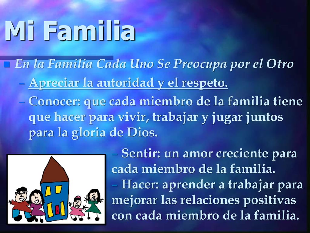 Mi Familia En la Familia Cada Uno Se Preocupa por el Otro