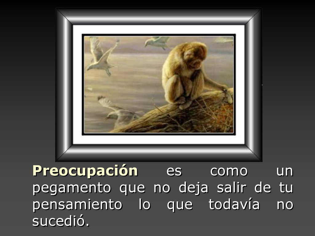 Preocupación es como un pegamento que no deja salir de tu pensamiento lo que todavía no sucedió.