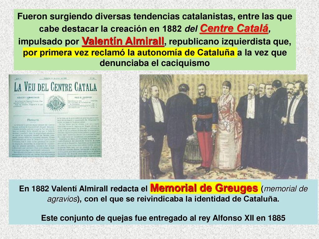 Este conjunto de quejas fue entregado al rey Alfonso XII en 1885