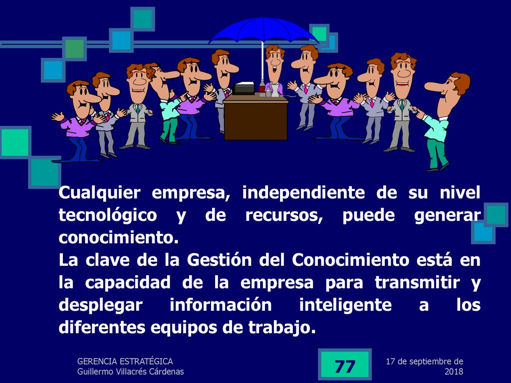lunes, 17 de septiembre de 2018 Cualquier empresa, independiente de su nivel tecnológico y de recursos, puede generar conocimiento.