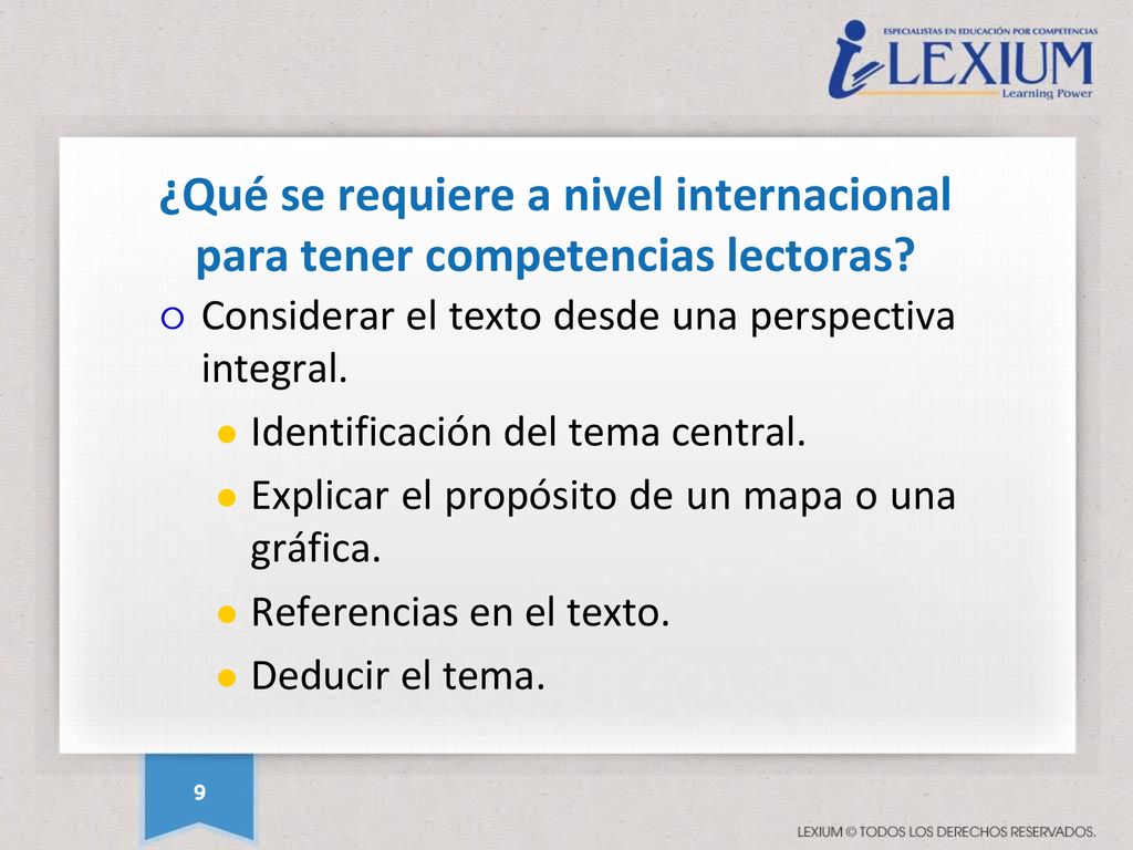 ¿Qué se requiere a nivel internacional para tener competencias lectoras