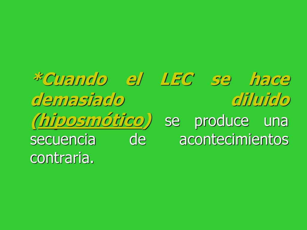 *Cuando el LEC se hace demasiado diluido (hiposmótico) se produce una secuencia de acontecimientos contraria.