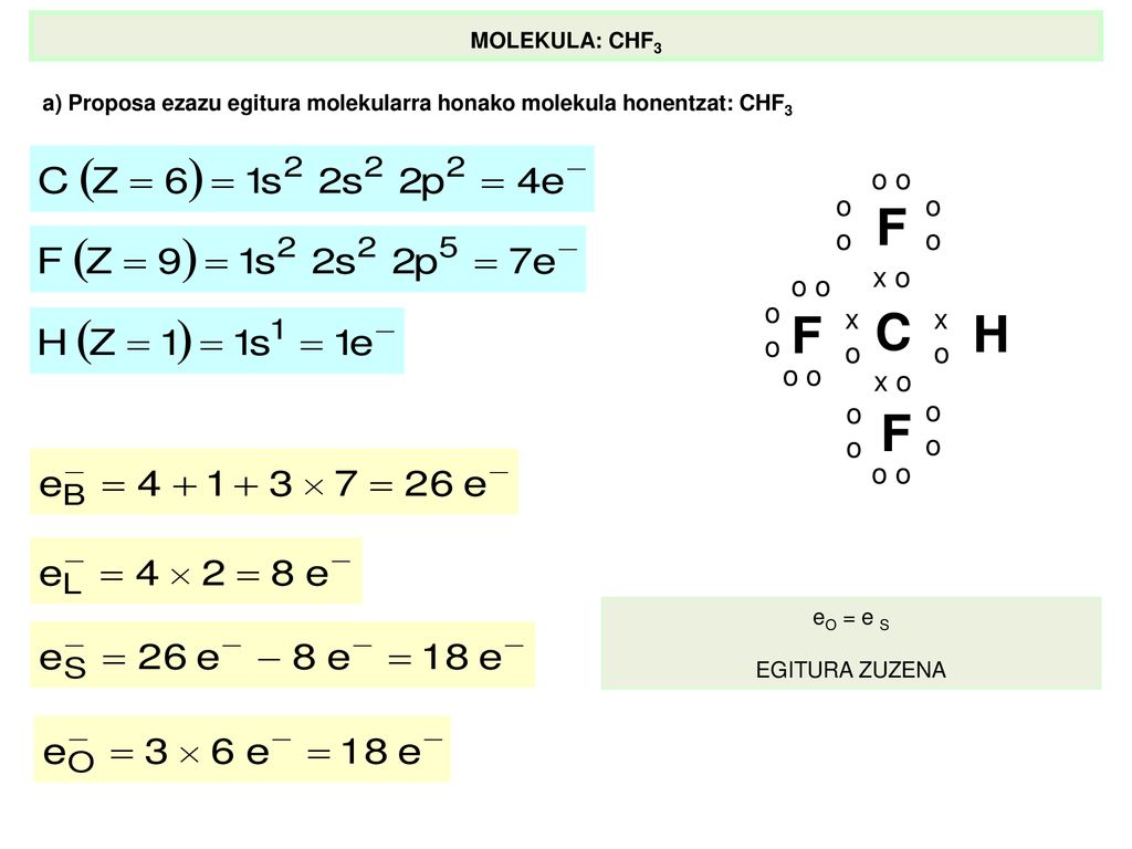 F C H x o o o x o MOLEKULA: CHF3