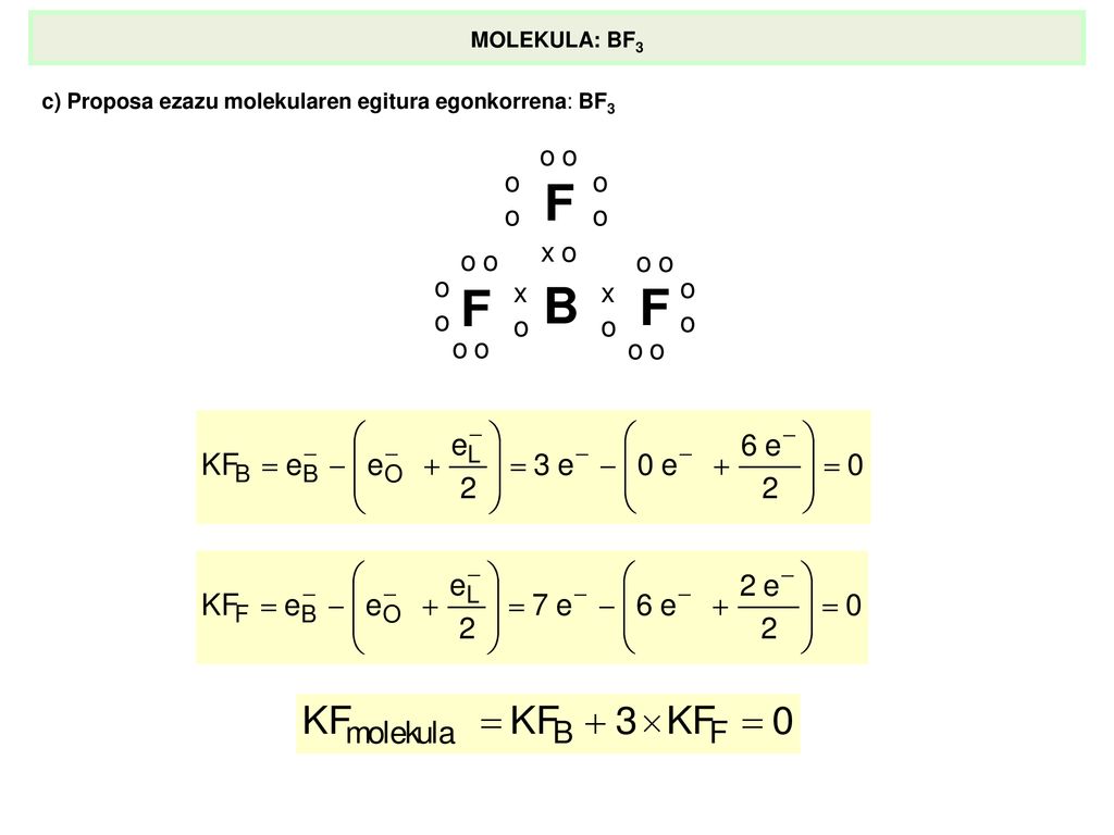 MOLEKULA: BF3 c) Proposa ezazu molekularen egitura egonkorrena: BF3