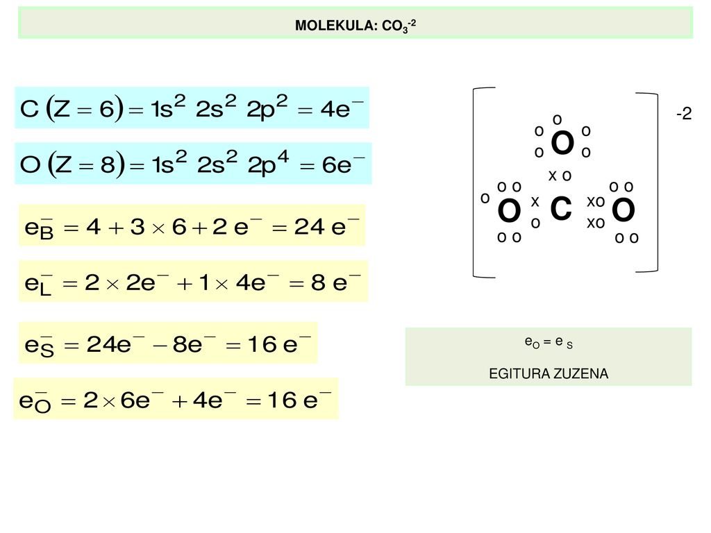 MOLEKULA: CO C x o xo x o O o o o o o o eO = e S EGITURA ZUZENA