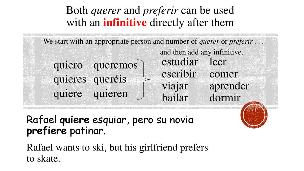 Both querer and preferir can be used with an infinitive directly after them