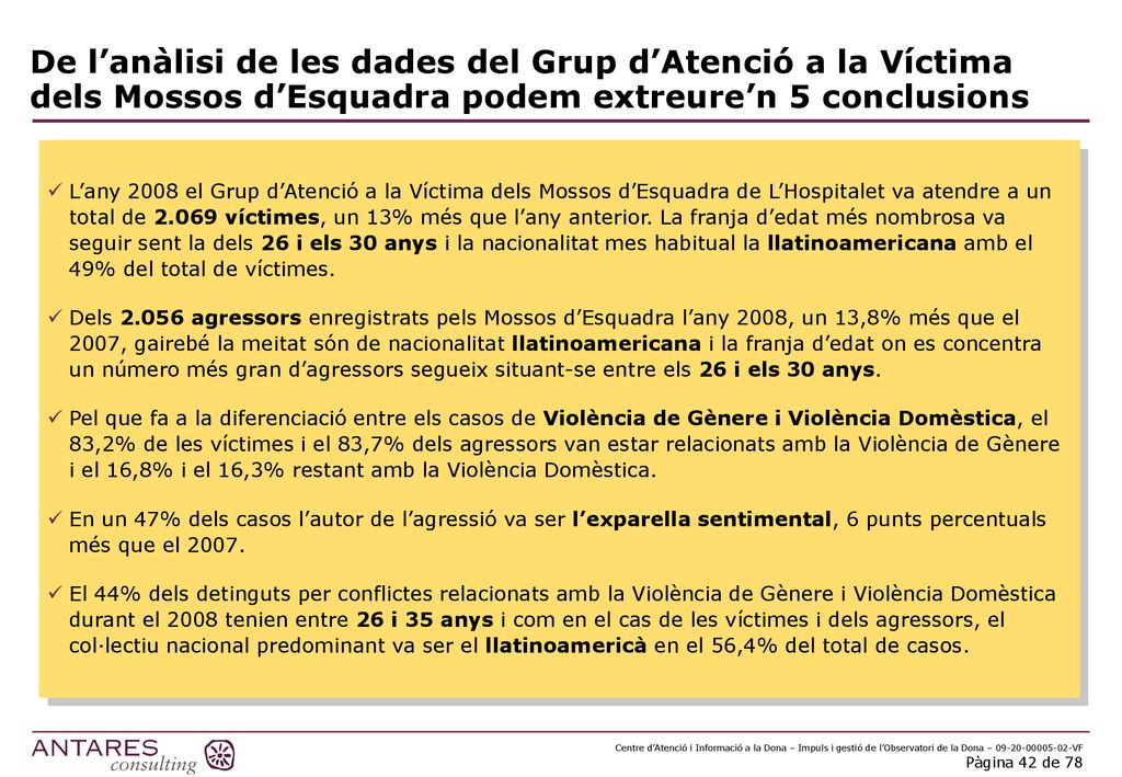 De l’anàlisi de les dades del Grup d’Atenció a la Víctima dels Mossos d’Esquadra podem extreure’n 5 conclusions