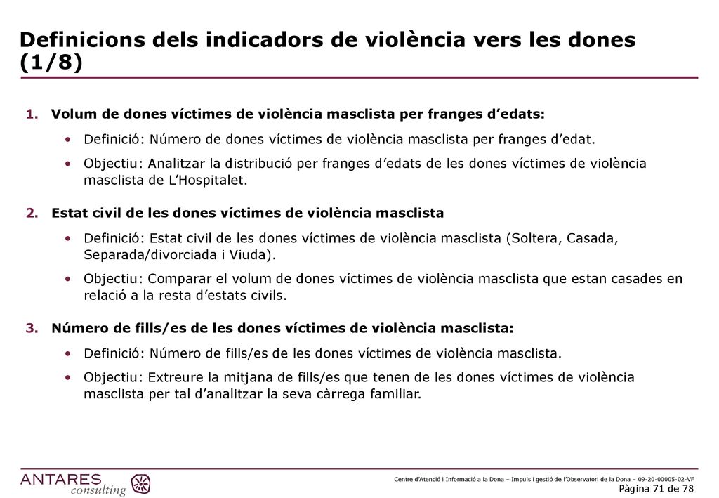 Definicions dels indicadors de violència vers les dones (1/8)