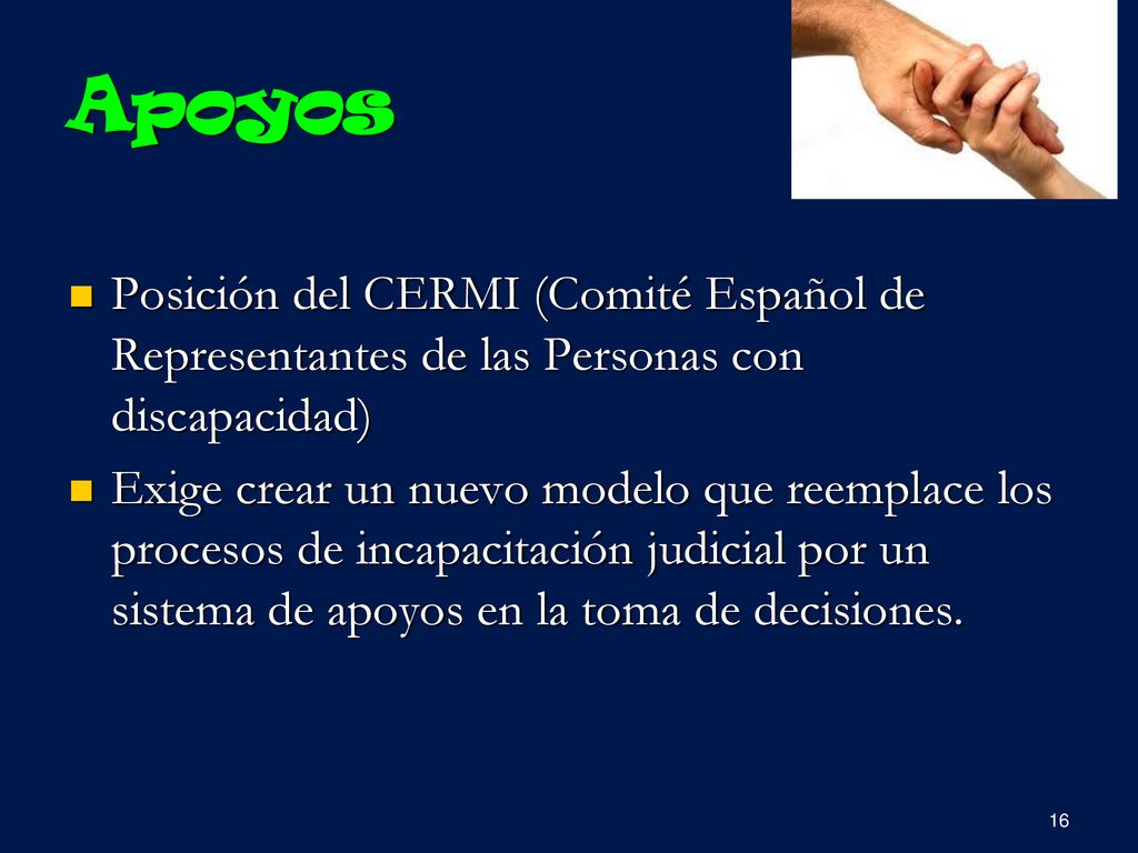 Apoyos Posición del CERMI (Comité Español de Representantes de las Personas con discapacidad)