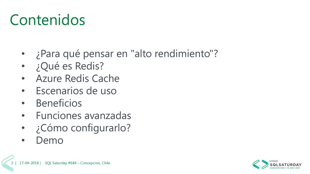 Contenidos ¿Para qué pensar en alto rendimiento ¿Qué es Redis