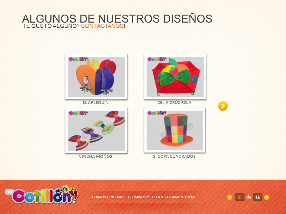 GORROS • INFLABLES • LUMINOSOS • LENTES GIGANTES • MÁS