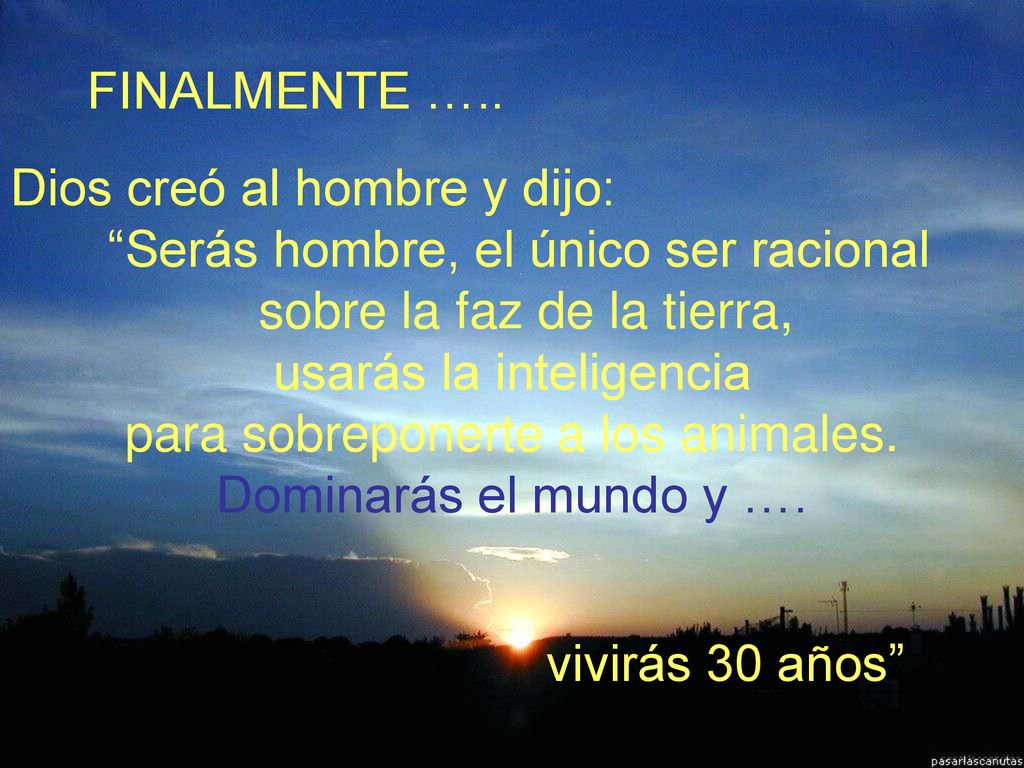Dios creó al hombre y dijo: Serás hombre, el único ser racional