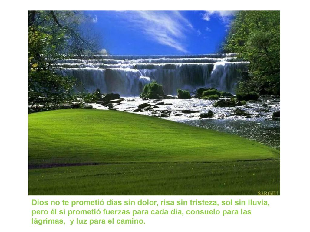 Dios no te prometió días sin dolor, risa sin tristeza, sol sin lluvia, pero él sí prometió fuerzas para cada día, consuelo para las lágrimas, y luz para el camino.