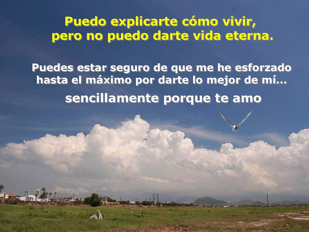 Puedo explicarte cómo vivir, pero no puedo darte vida eterna.