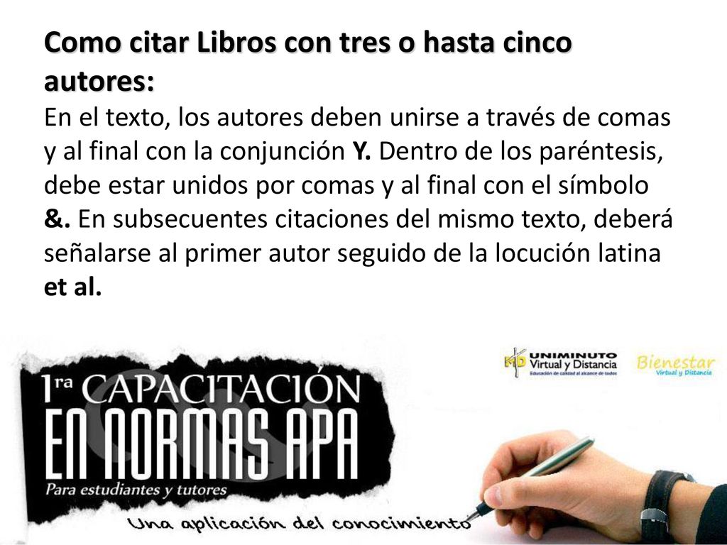Como citar Libros con tres o hasta cinco autores: