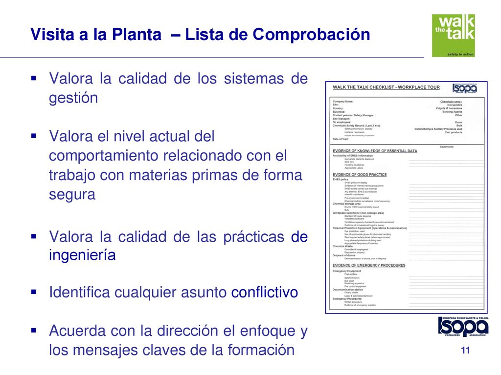 Visita a la Planta – Lista de Comprobación