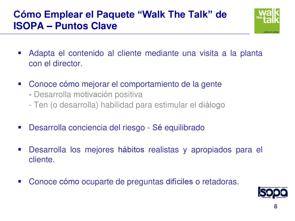Cómo Emplear el Paquete Walk The Talk de ISOPA – Puntos Clave