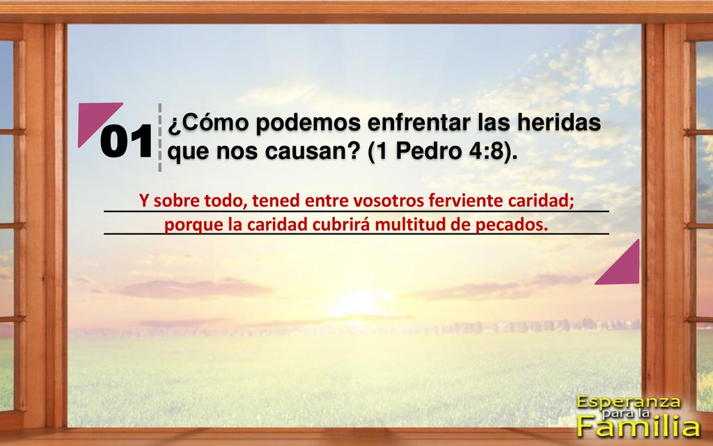01 ¿Cómo podemos enfrentar las heridas que nos causan (1 Pedro 4:8).