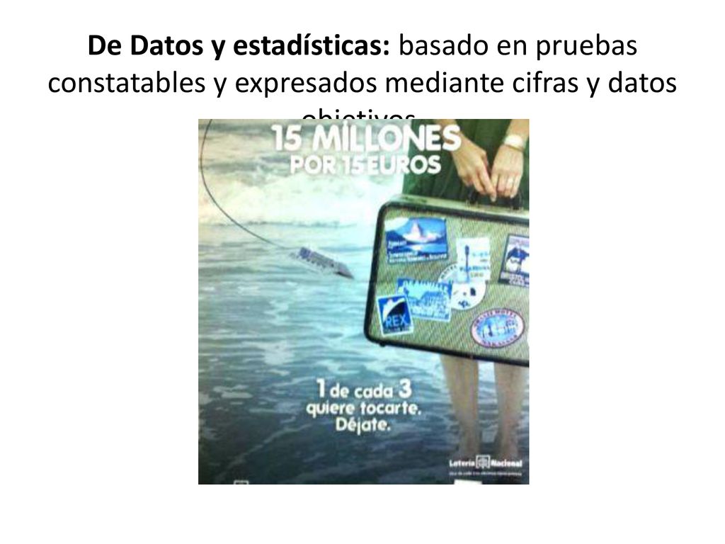 De Datos y estadísticas: basado en pruebas constatables y expresados mediante cifras y datos objetivos.