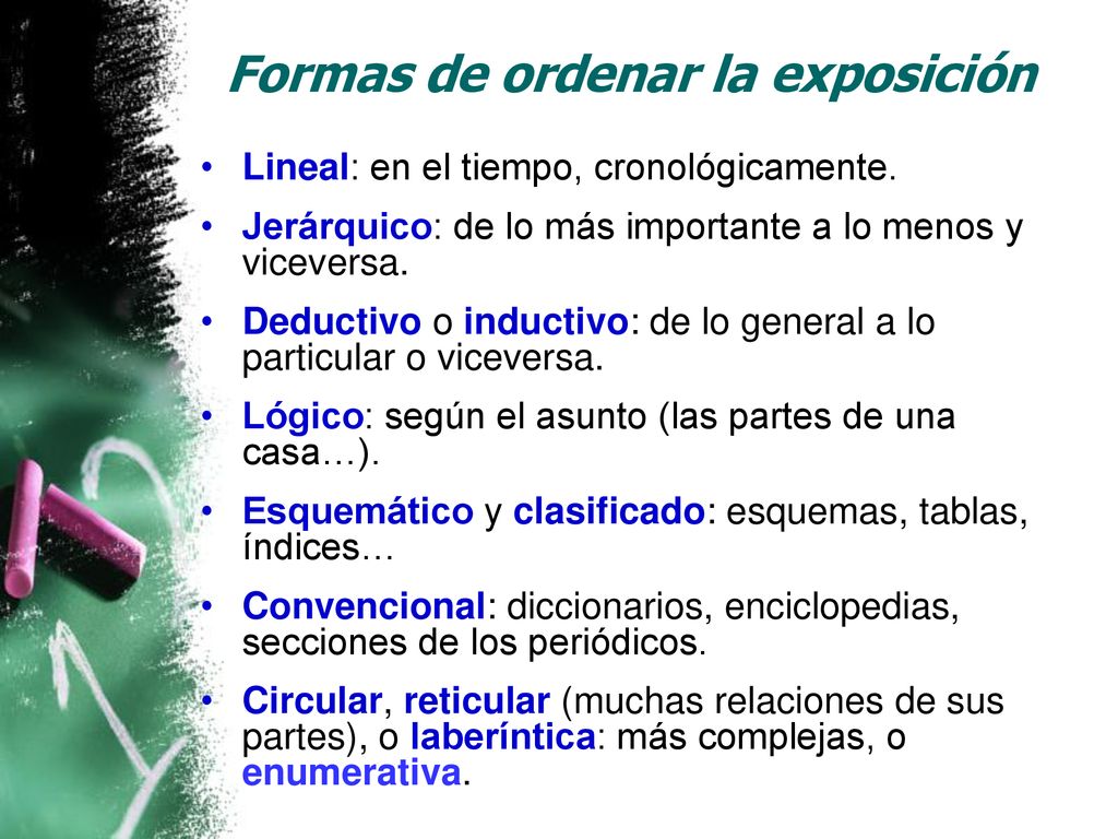 Formas de ordenar la exposición