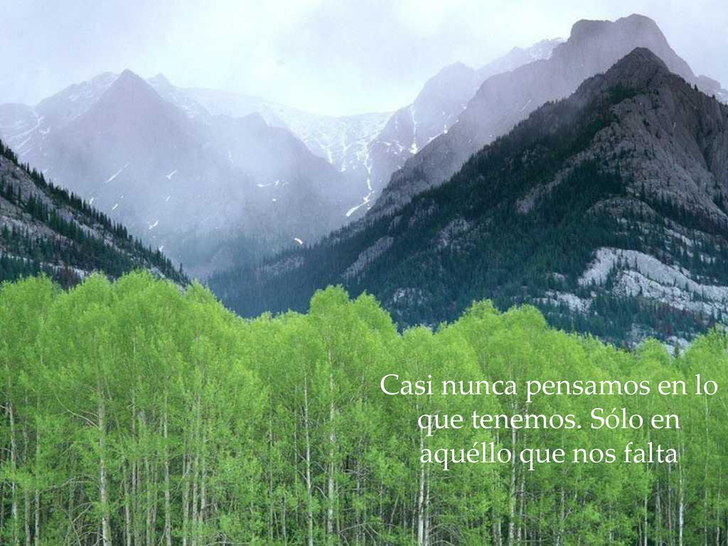 Casi nunca pensamos en lo que tenemos. Sólo en aquéllo que nos falta