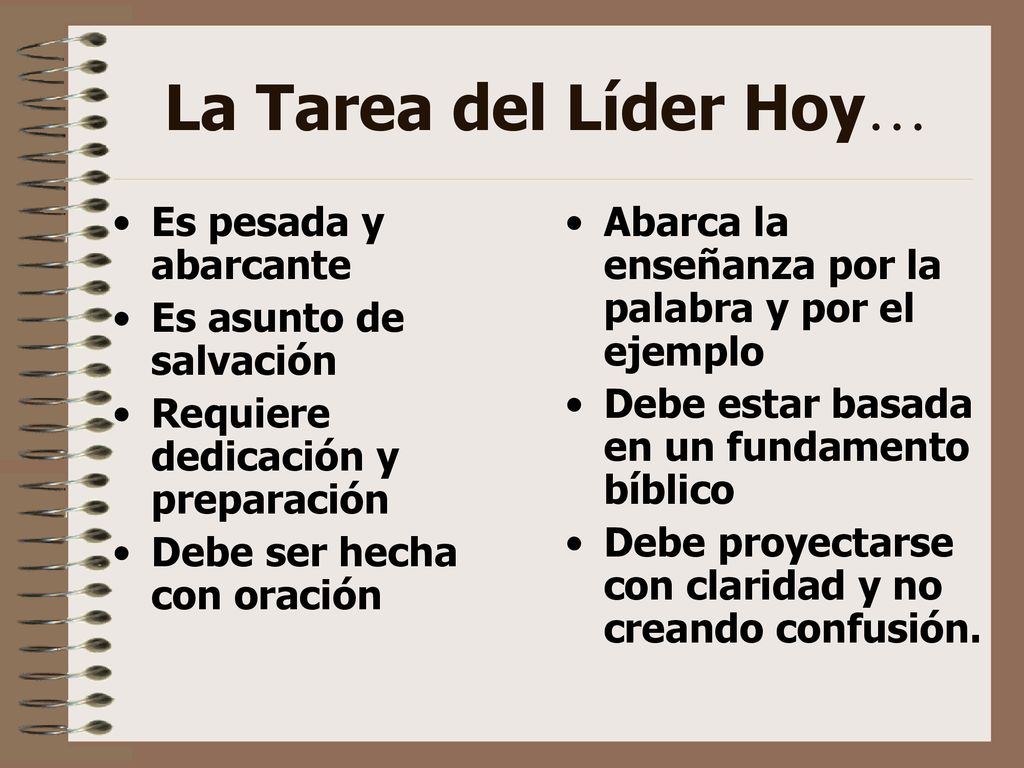 La Tarea del Líder Hoy… Es pesada y abarcante Es asunto de salvación