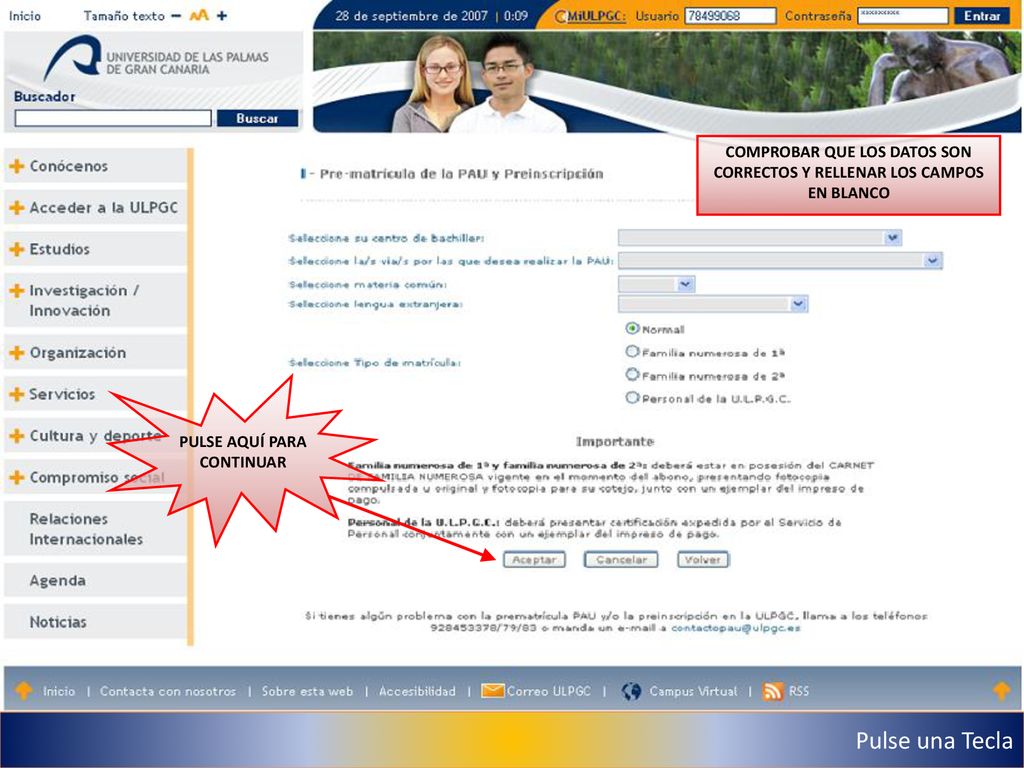 COMPROBAR QUE LOS DATOS SON CORRECTOS Y RELLENAR LOS CAMPOS EN BLANCO