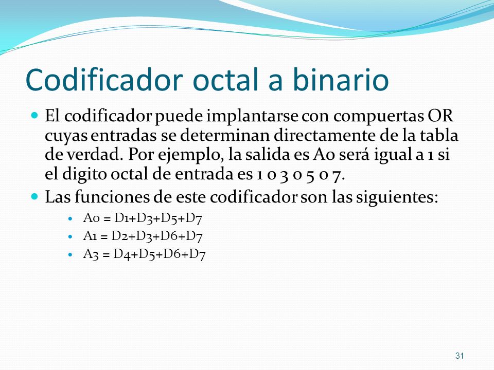 Codificador octal a binario