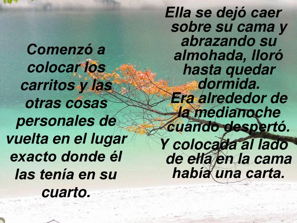 Y colocada al lado de ella en la cama había una carta.