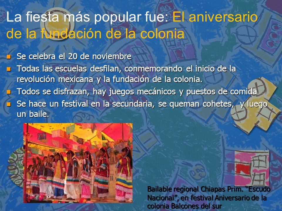 La fiesta más popular fue: El aniversario de la fundación de la colonia