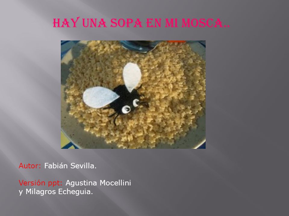 HAY UNA SOPA EN MI MOSCA.. Autor: Fabián Sevilla.