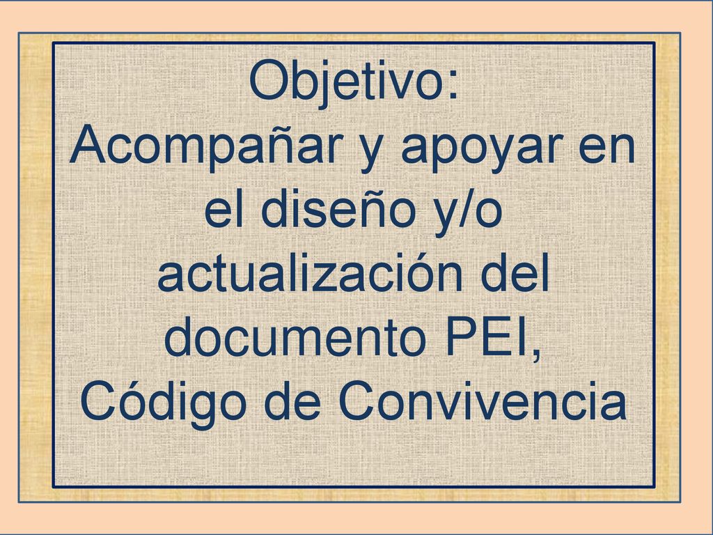 Acompañar y apoyar en el diseño y/o actualización del documento PEI,