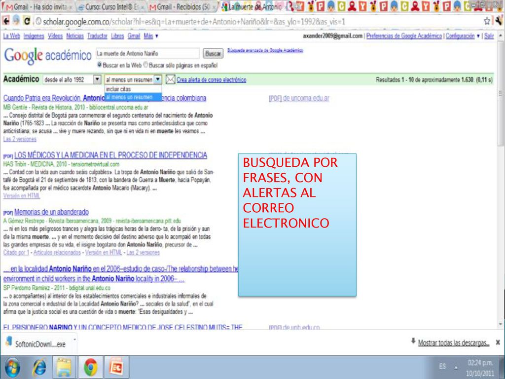 BUSQUEDA POR FRASES, CON ALERTAS AL CORREO ELECTRONICO