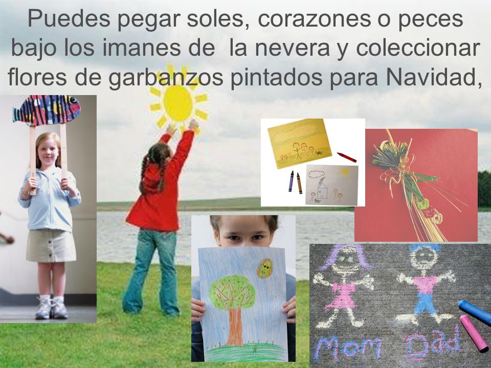 Puedes pegar soles, corazones o peces bajo los imanes de la nevera y coleccionar flores de garbanzos pintados para Navidad,
