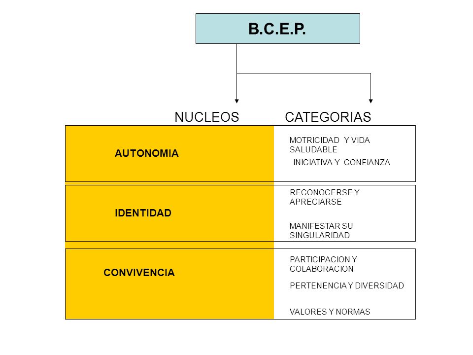 B.C.E.P. NUCLEOS CATEGORIAS AUTONOMIA IDENTIDAD CONVIVENCIA