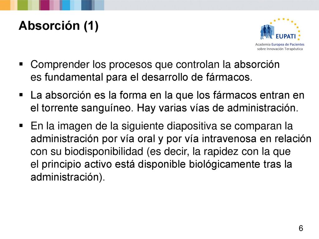Absorción (1) Comprender los procesos que controlan la absorción es fundamental para el desarrollo de fármacos.